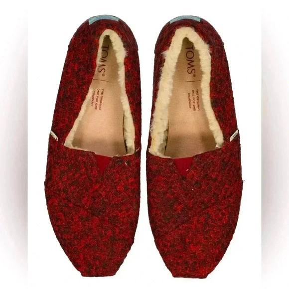 Toms Shoes - Toms Shoes Women’s 12  Alpargata Sweater Slip On Flats Red Comfort Casual